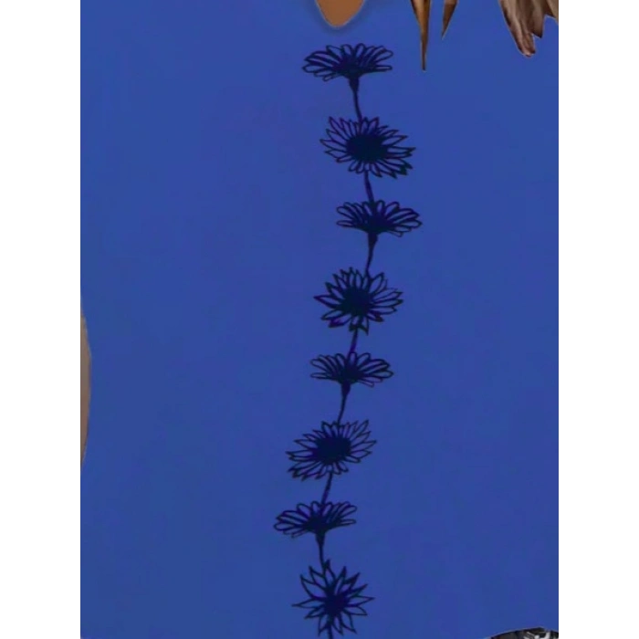 Kadın V Yaka Su Yolu çiçek Baskı Kolsuz Viskon Bluz