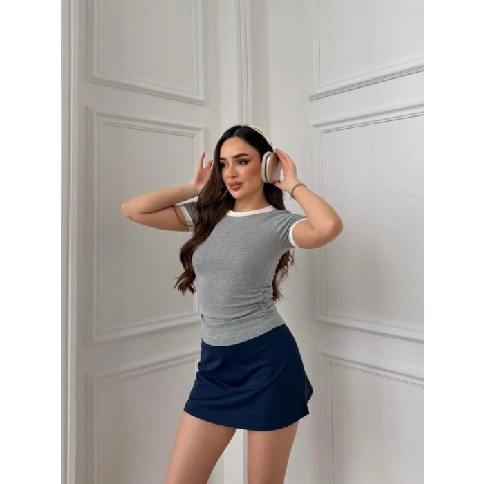 Kadın Yaka Ve Kolda Garni Detay Bluz