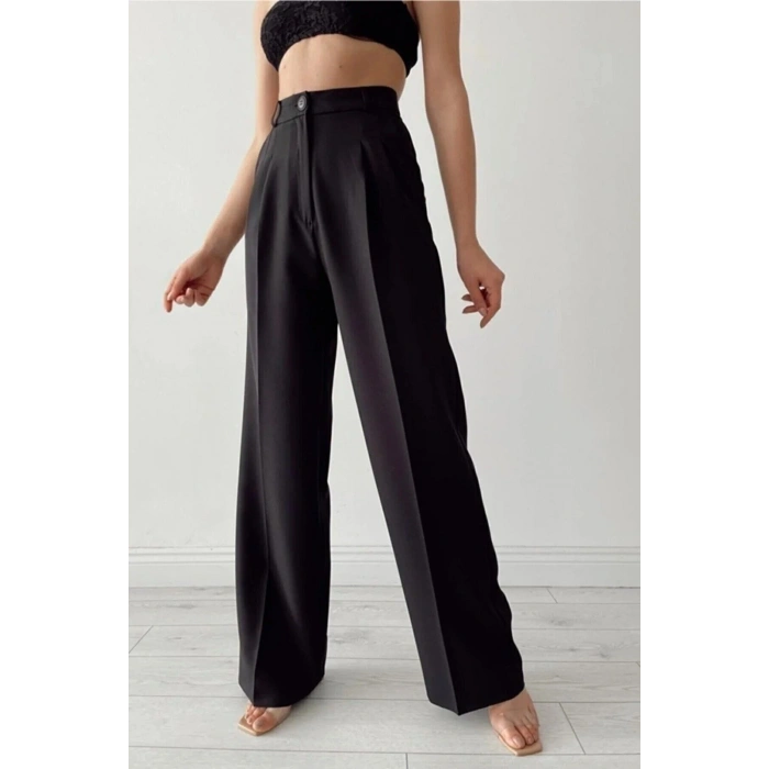 Kadın Yüksek Bel Cepli Ithal Krep Pantolon