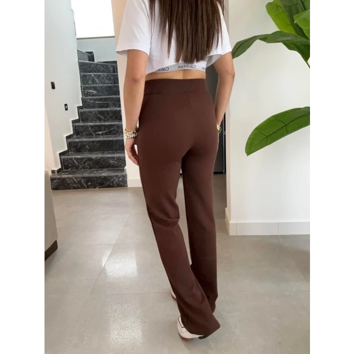 Kadın Yüksek Bel Full Likralı Krep Kumaş Pantolon