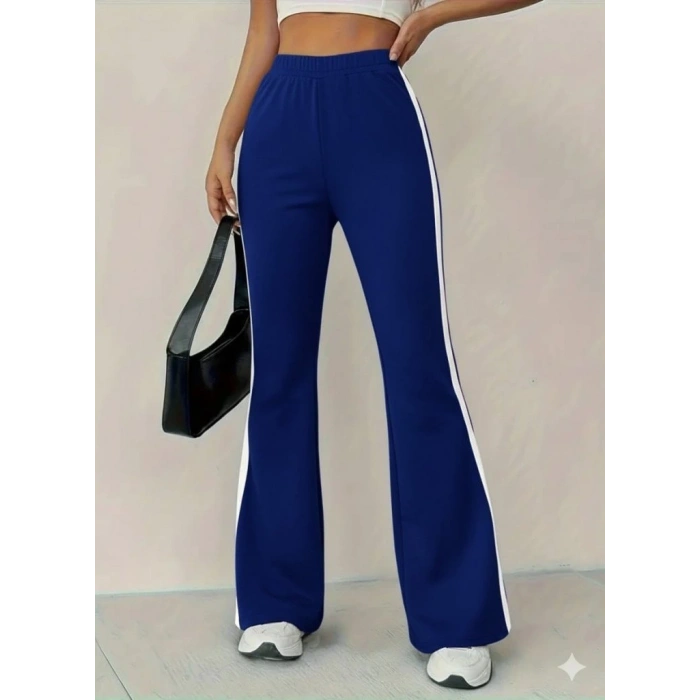 Kadın Yüksek Bel İspanyol Paçalı Yanlardan şerit Detaylı Dalgıç Tayt Pantolon