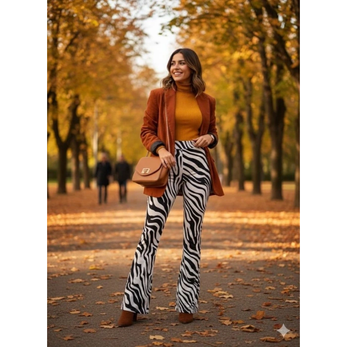 Kadın Yüksek Bel Krep Kumaş Bol Paça Pantolon