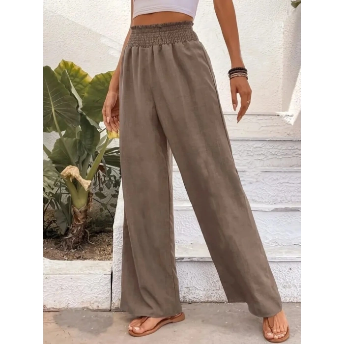 Kadın Yüksek Bel Lastikli Ithal Krep Pantolon