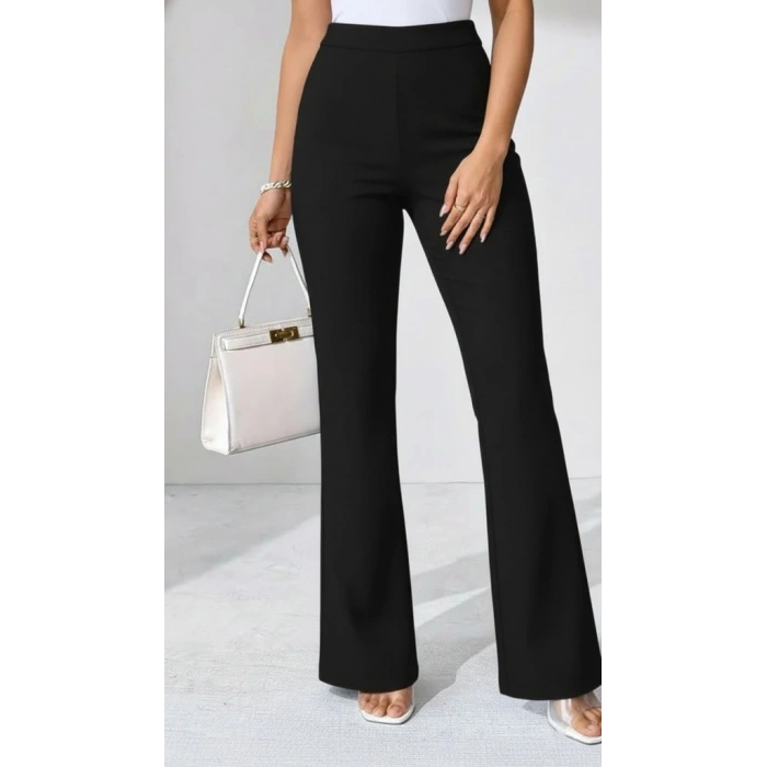 Kadın Yüksek Bel Paçaya Doğru Geniş Dalgıç Pantolon