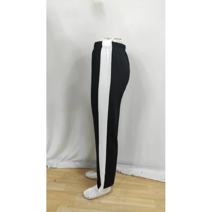 Kadın Yüksek Bel Yan şerit Detaylı Yırtmaçlı Viskon Iki Iplik Pantolon