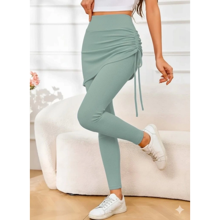 Kadın Yüksek Bel Yandan Büzgülü Alttan Uzun Kaşkorse Tayt Etek