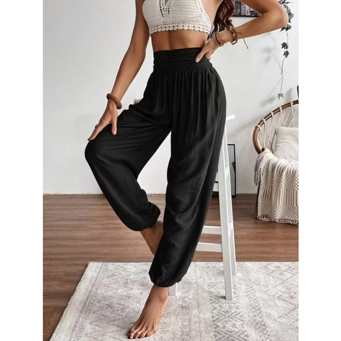 Kadın Yüksel Bel Yoğun Büzgü Detaylı Aerobin Pantolon