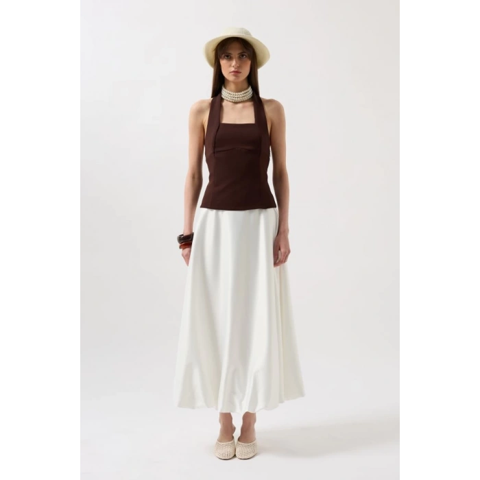 Kalın Askılı Crop Bluz