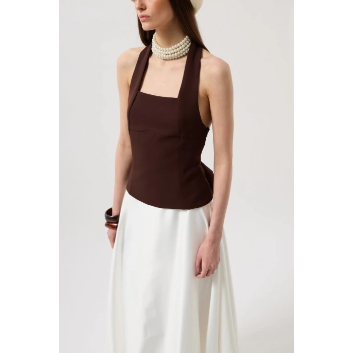 Kalın Askılı Crop Bluz