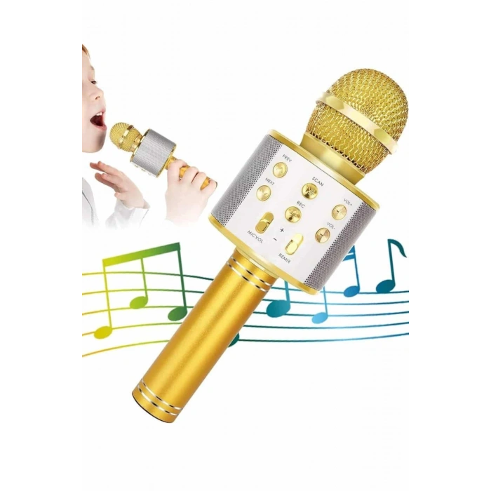 Karaoke Mikrofon Dahili Hoparlörlü Sd-usb-aux Girişli Bluetooth Hoparlör