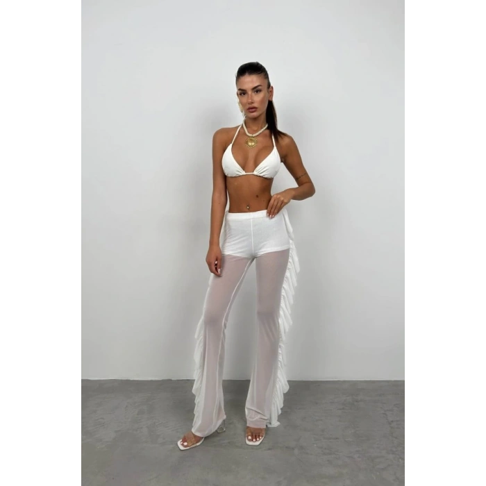 Katlı Transparan Pantolon