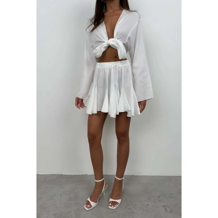 Kayık Yaka Uzun Kol Crop