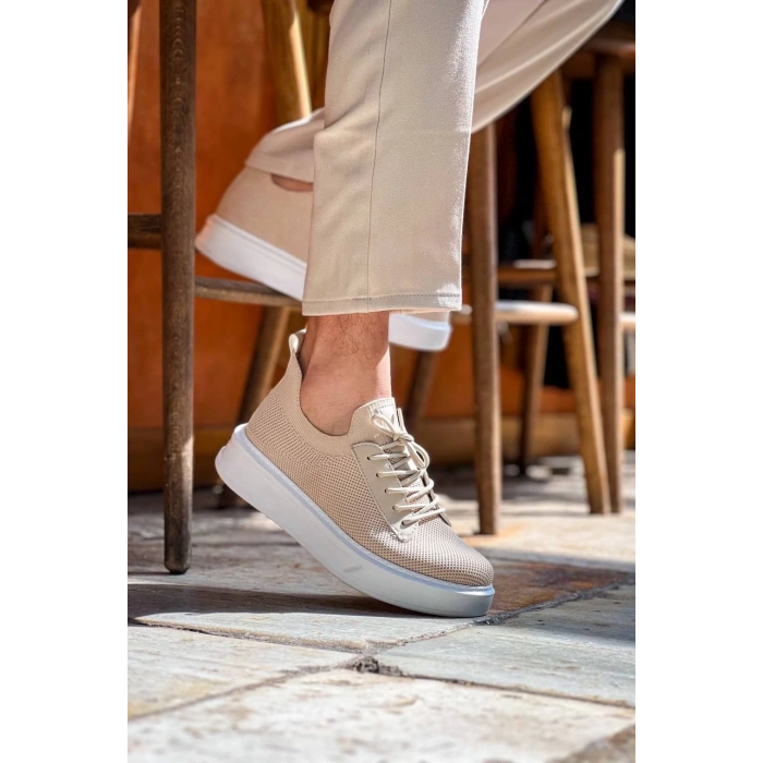KB-116 Kuback Bej Bağcıklı Triko Günlük Erkek Ayakkabı