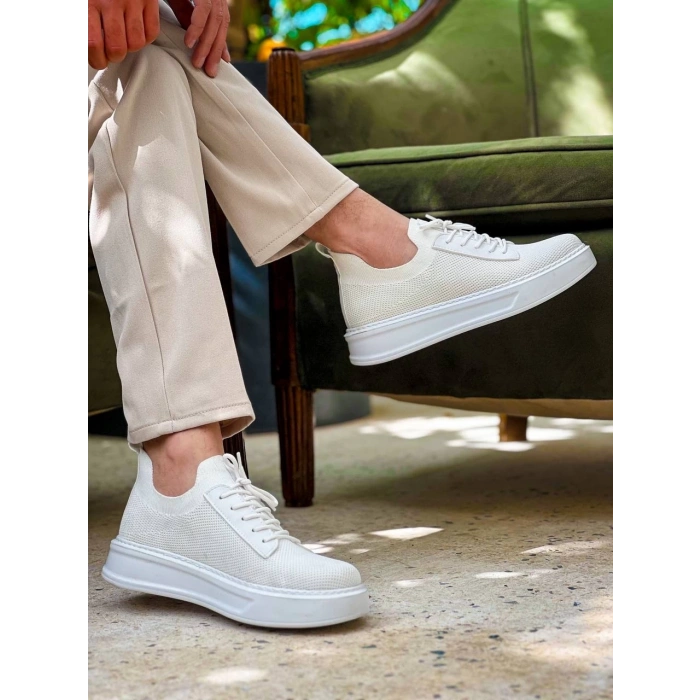 KB-116 Kuback Beyaz Bağcıklı Triko Günlük Erkek Ayakkabı