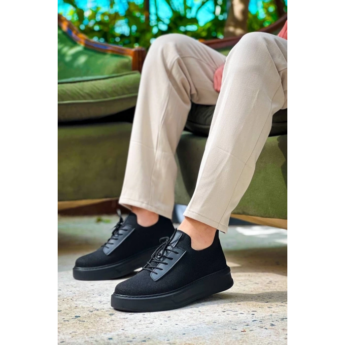 KB-116 Kuback Siyah Siyah Taban Bağcıklı Triko Günlük Erkek Ayakkabı