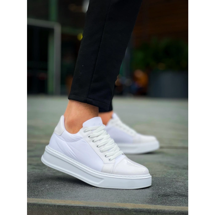 KB-X46 Kuback Beyaz Rugan Yüksek Beyaz Taban Günlük Spor Ayakkabı