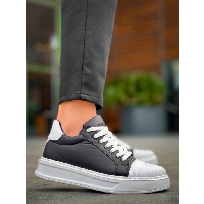 KB-X46 Kuback Siyah Beyaz Yüksek Beyaz Taban Günlük Spor Ayakkabı