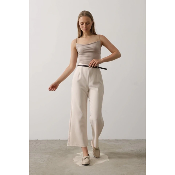 Kemer Pens Detaylı Pantolon - Bej