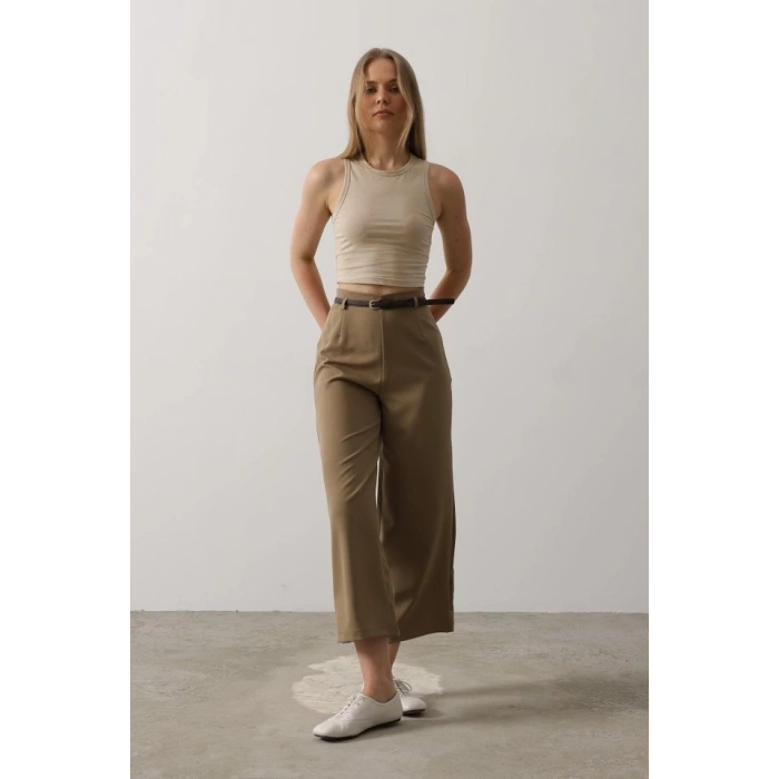 Kemer Pens Detaylı Pantolon - Haki