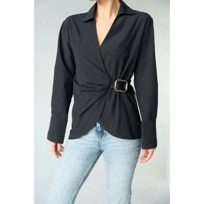 Kemerli Gömlek - Siyah