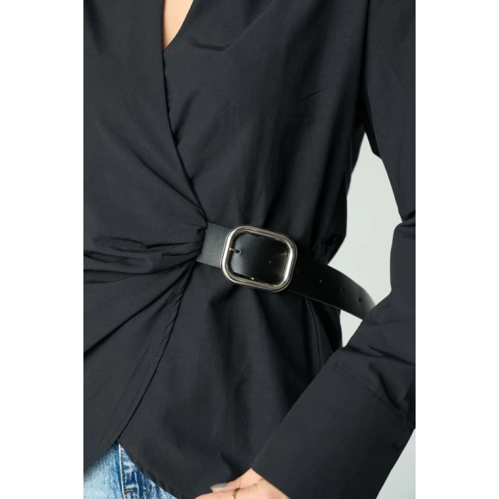 Kemerli Gömlek - Siyah