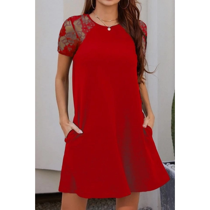 Kol Dantel Viskon Elbise