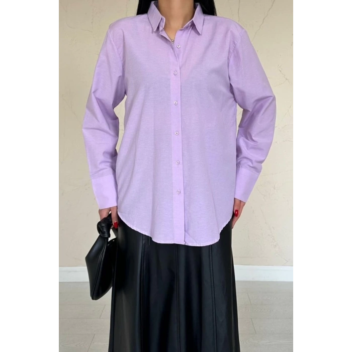 Lila Poplin Gömlek