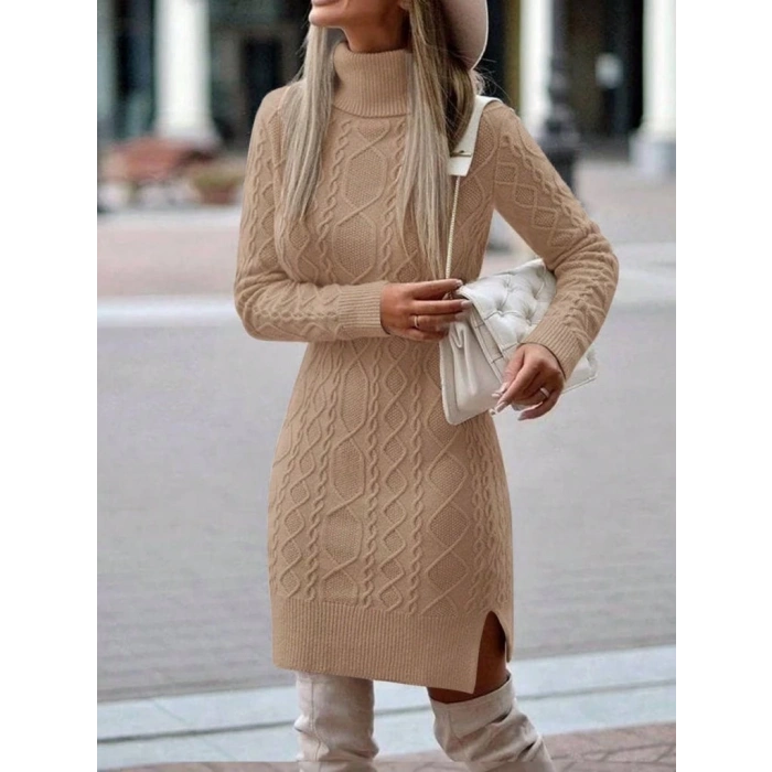 Loren Yünlü Motifli Midi Boy Triko Elbise