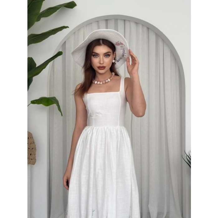 Mazi Çiçek Desenli Elbise