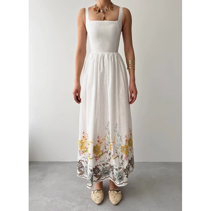 Mazi Çiçek Desenli Elbise