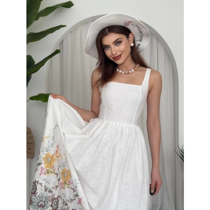 Mazi Çiçek Desenli Elbise