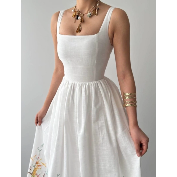 Mazi Çiçek Desenli Elbise