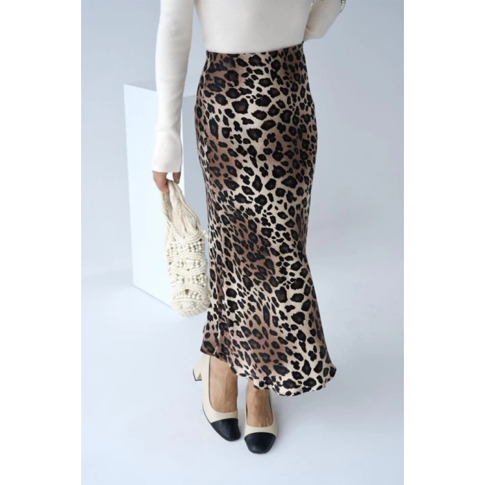Midi Saten Etek - Leopar