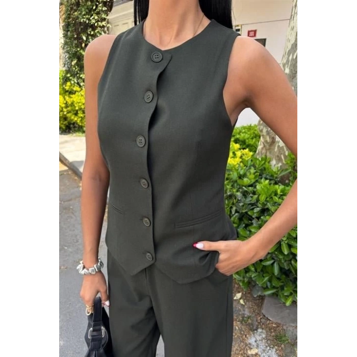 Midi Şortlu Ve Yelekli Viscon Takım 10167