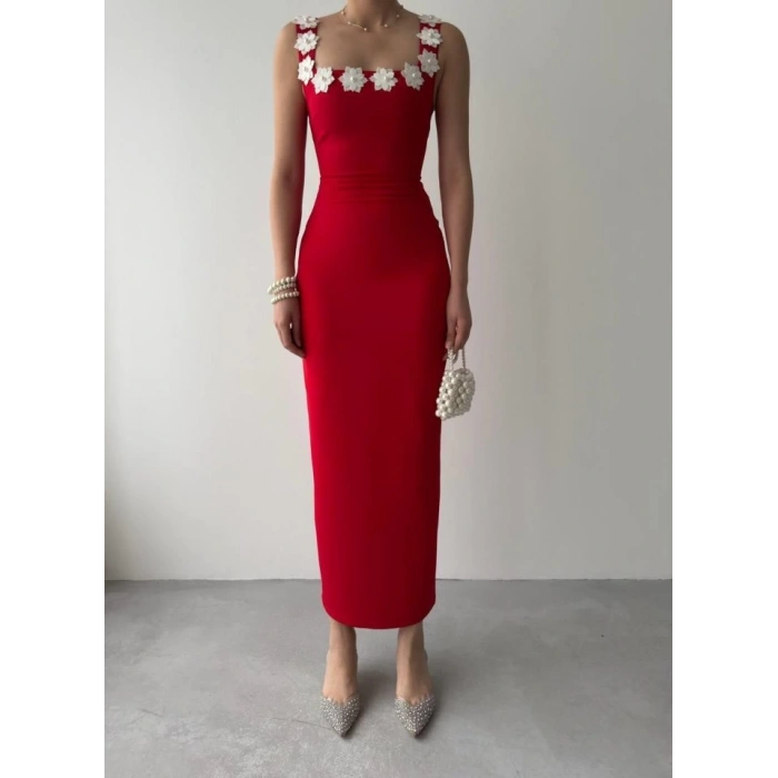 Mıng Çiçek Detaylı Elbise