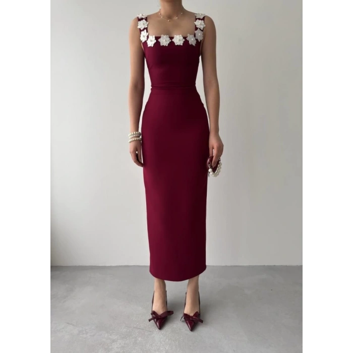 Mıng Çiçek Detaylı Elbise