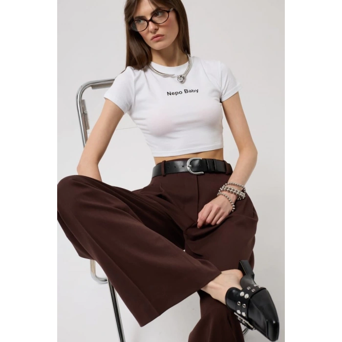 Nepo Baskılı Crop T-Shirt