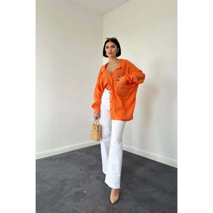 Oranj Tek Cepli Bedensiz Cruz Gömlek