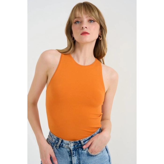 Örme Bisiklet Yaka Atlet - Oranj