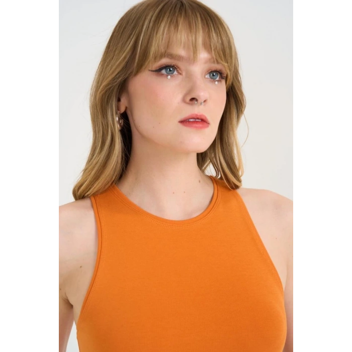 Örme Bisiklet Yaka Atlet - Oranj