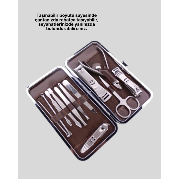 Paslanmaz Çelik Çok Fonksiyonlu 12 Manikür Seti