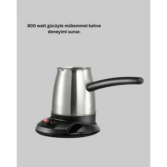 Paslanmaz Çelik Elektrikli Cezve 800W 6 Fincan Kapasiteli