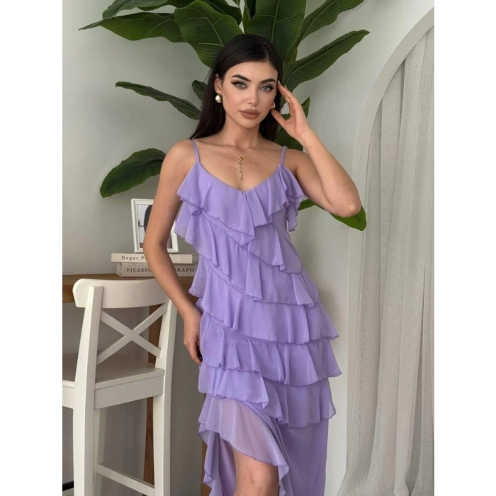 Ples Yırtmaç Detaylı Elbise