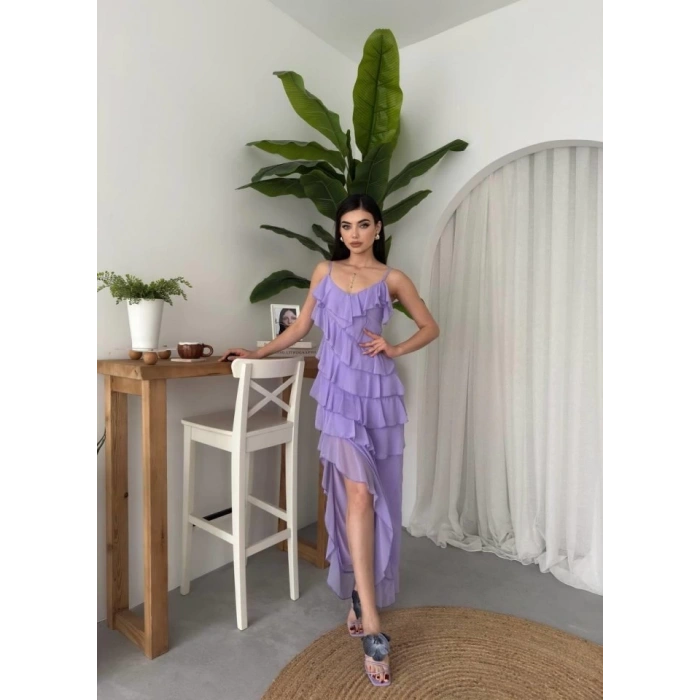 Ples Yırtmaç Detaylı Elbise