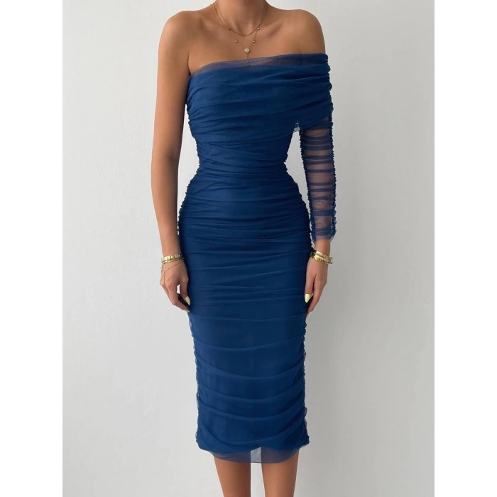 Polack Tek Omuz Tül Elbise