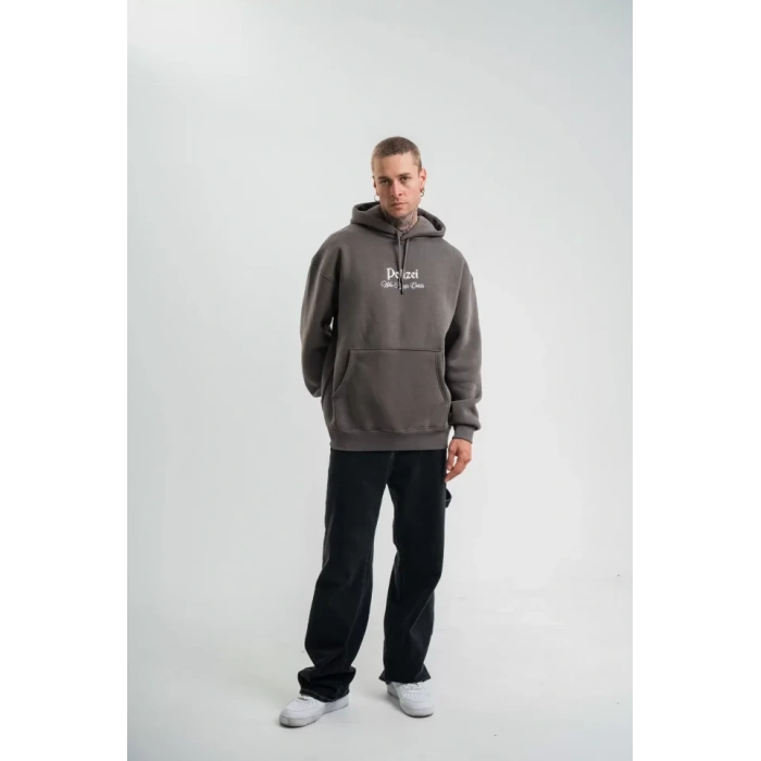 POLIZEI Premium Kalite Kapşonlu Dijital Patchli SweatShirt - Füme