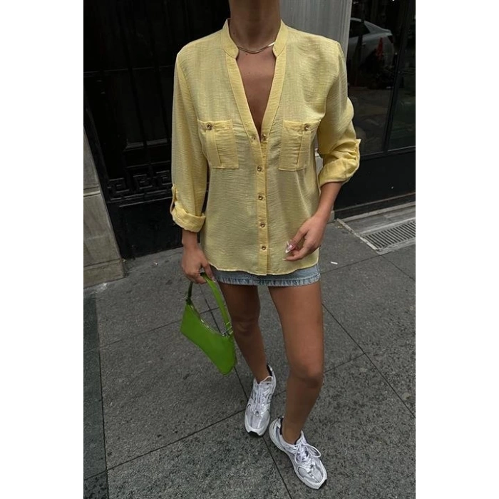 Poulina Flamlı Keten Gömlek 3257-08