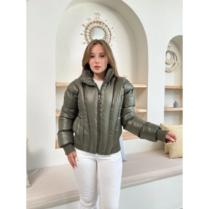 Puffer kısa mont haki st25534