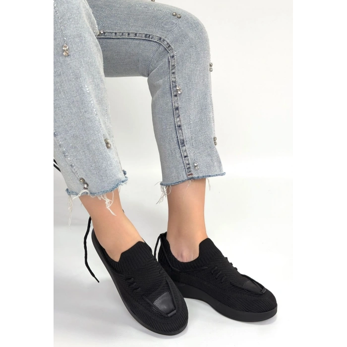 Renji Siyah Triko Bağcıklı Spor Ayakkabı