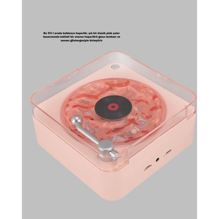 Retro Bluetooth Hoparlör PEMBE